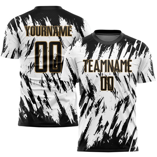 Jersey Black-Old Uniform Gold Custom Sublimation White Soccer