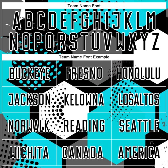 Sublimation Uniform Custom Soccer Aqua Black-White Jersey