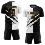 Pattern Scratch Black-Old Gold Uniform Custom Jersey Soccer Sublimation Graffiti