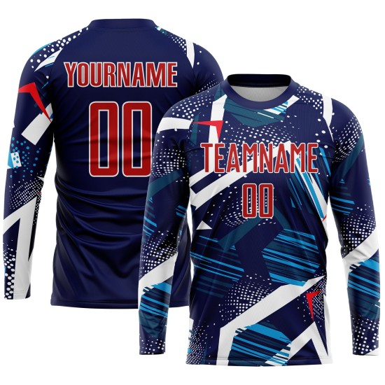 Uniform Jersey Custom Soccer Sublimation Navy Red-White