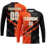 Orange-Old Black Pattern Sublimation Graffiti Uniform Custom Jersey White Scratch Soccer Gold