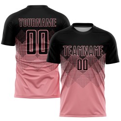 Medium Soccer Pink Custom Sublimation Black Uniform Jersey