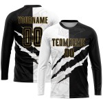 Pattern Scratch Black-Old Gold Uniform Custom Jersey Soccer Sublimation Graffiti
