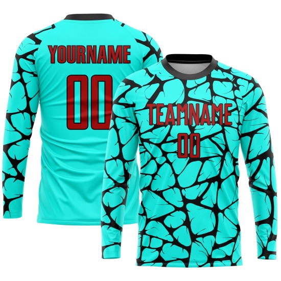 Uniform Soccer Sublimation Red-Black Jersey Custom Aqua