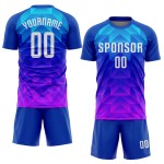White Custom Light Uniform Pink Royal Blue-Hot Sublimation Soccer Jersey